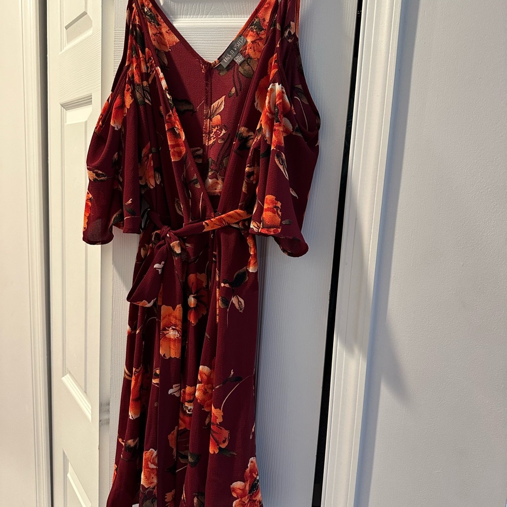 Wrap around dress multi color open shoulders brand new